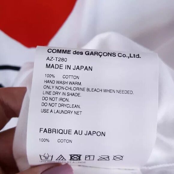 COMME DES GARCONS Shirt Adult Small White Pullover Crew PLAY Logo Hearts Unisex - Picture 6 of 9
